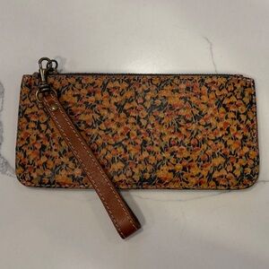 Floral Pattern Wristlet Wallet in Brown and Black